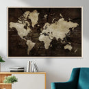 World Map Wall Art Canvas Print – Framed Travel Map Wall Art