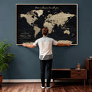 Personalized Push Pin World Map Canvas – Custom Framed