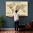 Personalized Push Pin Map with Pin Wall Art Canvas Print –