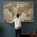 Personalized World Map Wall Art Canvas Print – Custom Push by MyGreatCanvas | Canvas Wall Art Prints | Photo Prints & Wall Decor
