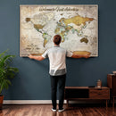 Personalized World Map Wall Art Canvas Print – Custom Push