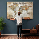Personalized World Map Wall Art Canvas Print – Custom Push