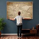 Personalized World Map Wall Art – Customizable Push Pin Map