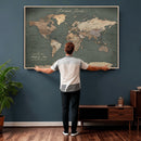 Personalized World Map Wall Art – Custom Framed Push Pin