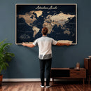 Custom Push Pin World Map Canvas Print – Custom Framed