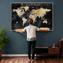 Personalized World Map Wall Art – Custom Framed Push Pin