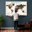 Personalized Push Pin World Map Canvas Print – Custom Framed