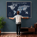 Framed Personalized World Map Custom Travel Memory Gift
