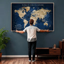 Custom Push Pin World Map Personalized Travel Tracker Canvas