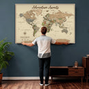 Custom Push Pin World Map Print – Personalized Canvas Wall