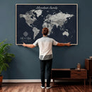 Personalized World Map Canvas – Custom Framed Push Pin