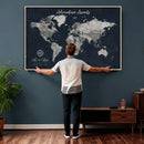 Personalized World Map Canvas – Custom Framed Push Pin