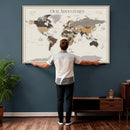 Personalized Travel Tracker Map with Pins Framed Large for