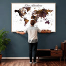 Personalized Vintage World Map Canvas – Custom Framed Push