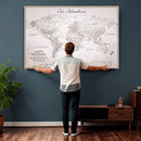 Personalized Vintage World Map Canvas Print – Custom Push