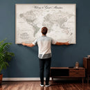 Personalized World Map Canvas Print – Custom Push Pin Travel