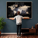 Personalize World Map Push Pin Wall Canvas Print –