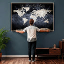 Custom Push Pin World Map Wall Canvas Print – Personalized