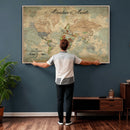 Customize Push Pin World Map Wall Canvas Print –