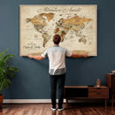 Custom Push Pin World Map Wall Canvas Print