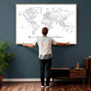 Framed World Map Canvas – Custom Push Pin Travel Tracker –