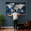 Custom Push Pin Travel Map Wall Art Canvas Print –