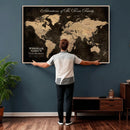 Personalized Push Pin World Map Canvas Print – Custom Framed