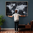 Personalized Push Pin World Map Canvas – Custom Framed