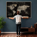 Personalized Push Pin World Map Canvas – Custom Framed
