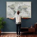 Personalized Push Pin World Map Canvas – Custom Framed