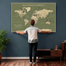 Personalized Push Pin World Map Canvas – Custom Framed