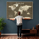 Personalized Framed World Map Wall Art Canvas – Custom Push