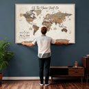 Personalized World Map Wall Art Canvas Print – Custom Push
