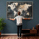 Personalized Framed World Map Wall Art Canvas – Custom Push
