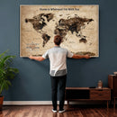 Personalized Framed World Map Wall Art Canvas Print – Custom