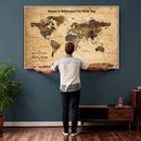 Large World Map Canvas Wall Art – Custom Framed Push Pin