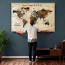 Vintage Custom World Map Canvas Wall Art – Custom Framed