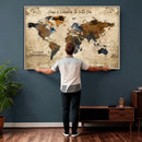 Personalized World Map Canvas Wall Art – Custom Framed Push