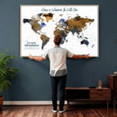 Personalize World Map Canvas Wall Art – Framed Custom Push