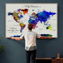 Detailed Custom World Map Print – Framed Custom Push Pin