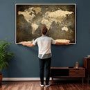 Large Framed Vintage World Map Wall Art Print for Home Wall by MyGreatCanvas | Canvas Wall Art Prints | Photo Prints & Wall Decor