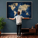 World Map Canvas Print – Framed Travel Map Wall Art for