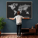 Black World Map Wall Art Canvas Print – Detailed Map of the by MyGreatCanvas | Canvas Wall Art Prints | Photo Prints & Wall Decor