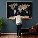 Grunge Wall Art World Map Canvas Print