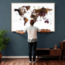 Rustic World Map Wall Art Canvas Print | Large World Map on