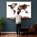 Rustic World Map Wall Art Canvas Print | Large World Map on