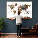 Watercolor World Map Canvas Print – Detailed Map of the