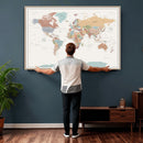 Pastel Colors World Map Wall Art Canvas Print