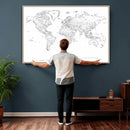 World Map Canvas Print – Framed Modern Detailed Map of the by MyGreatCanvas | Canvas Wall Art Prints | Photo Prints & Wall Decor