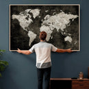Vintage World Map Wall Art Canvas Print – Framed Large Map